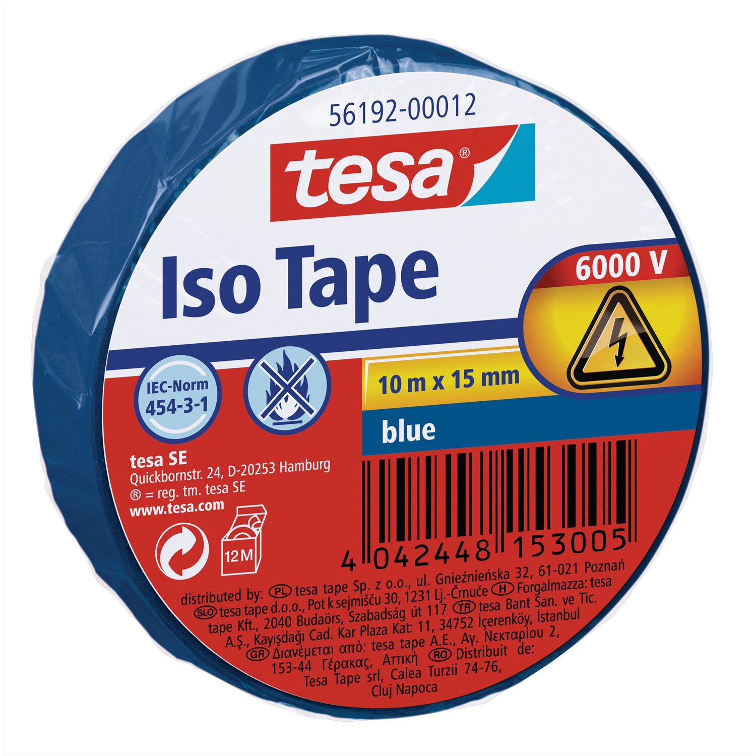 tesa Isolierband ISO TAPE, 15 mm x 10 m, blau
