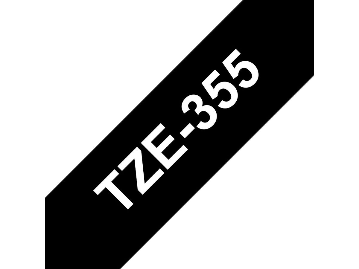 Brother Beschriftungsband TZe-355 Weiss auf Schwarz 24 mm