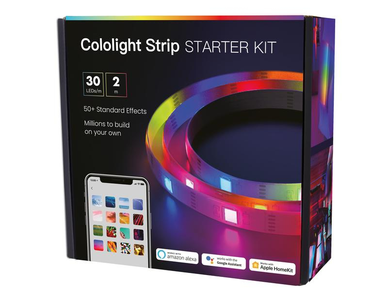 Cololight Light Strip Starter Kit 2 m, 400 lm 30 LED/m, Lampensockel: LED fest verbaut, Farbtemperatur Kelvin: 2200 bis 6500 K, Gesamtleistung: 10 W, Leuchten Kategorie: LED Stripe, Anwendungsbereich: Indoor, Lichtfarbe: Mehrfarbig