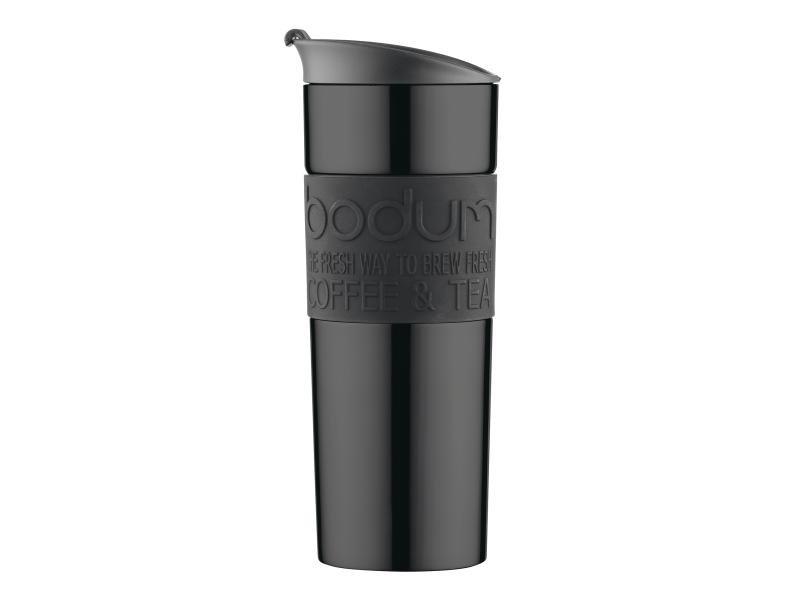 Bodum Thermobecher Travel Mug 0.35 l schwarz, Farbe: Schwarz, Material: Edelstahl; Silikon, Fassungsvermögen: 0.35 l