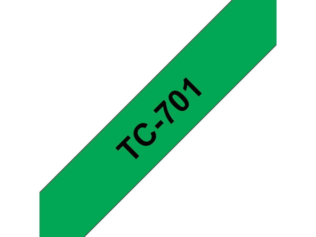 Brother Beschriftungsband TC-701 Schwarz auf Grün 12 mm