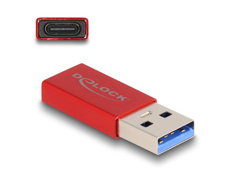 Delock USB-Adapter 3.2 Gen 2 (10 Gbps) USB-A Stecker - USB-C Buchse, USB Standard: 3.1 Gen 2 (10 Gbps), Winkelstecker: Nein, Steckertyp Seite B: USB-C Buchse, Besondere Eigenschaften: Keine, Steckertyp Seite A: USB-A Stecker