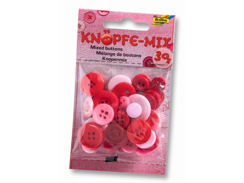 Folia Knöpfe-Mix Ton in Ton, Rot, Farbe: Rot