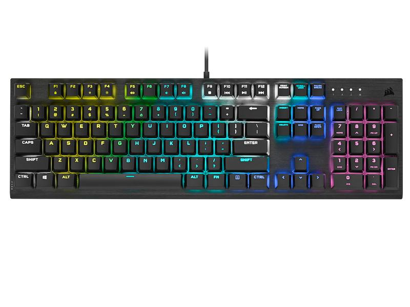 Corsair Gaming-Tastatur K60 RGB PRO LOW PROFILE, Tastaturlayout: QWERTZ (CH), Tastatur Features: Beleuchtung, Keyboard Tasten: Mechanisch, Farbe: Schwarz, Verbindungsart: Verkabelt, Schnittstelle: USB-A
