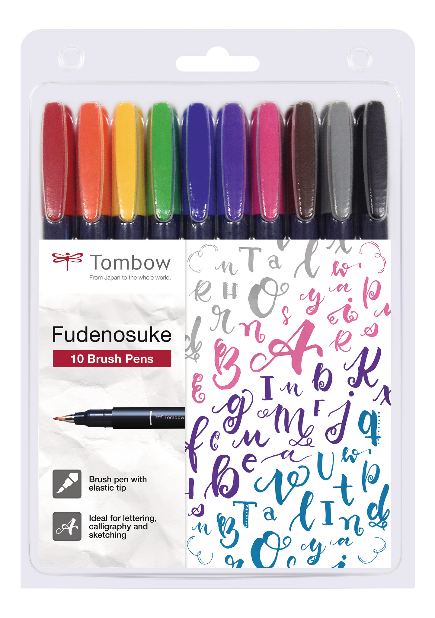 TOMBOW Kalligraphie Set WS-BH-10P Fudenosuke, 10 Farben