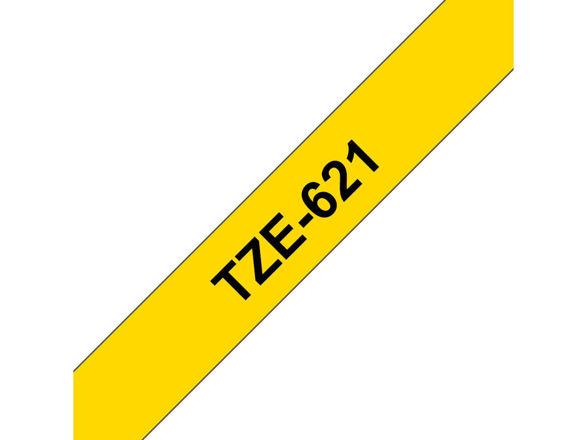 Brother Beschriftungsband TZe-621 Schwarz auf Gelb 9 mm x 8 m