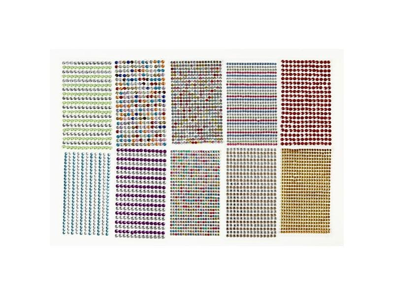 Creativ Company Schmucksteine Selbstklebend 10 Blatt, Mehrfarbig, Verpackungseinheit: 10 Stück, Detailfarbe: Mehrfarbig, Grösse: 0.4 mm