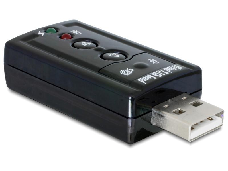 Delock Soundkarte USB2.0, Virtual 7.1, 24Bit/96Khz 3,5mm In/Out, Audiokanäle: 2.0, Schnittstelle Hardware: USB 2.0