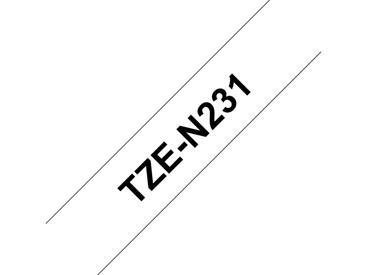 Brother Beschriftungsband TZe-N231 nicht laminiert Schwarz auf Weiss