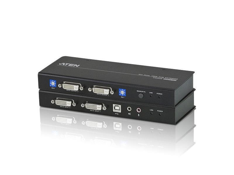 Aten KVM-Extender CE604, Weitere Anschlüsse: Audio, USB, Set: Ja, Reichweite: 60 m, Extender Typ: Cat-Extender, Videoanschlüsse: DVI-D, Einsatzzweck Extender: KVM
