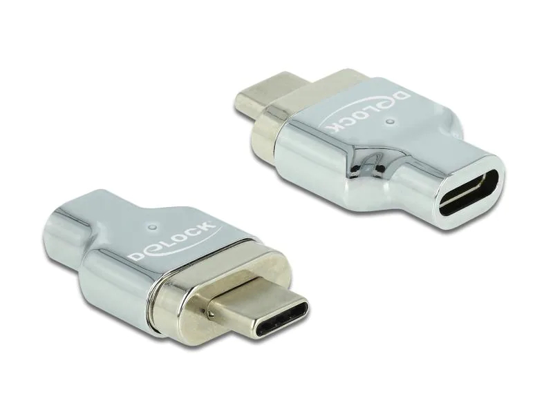 Delock USB-Adapter USB-C Magnetisch TB3 & USB3.2, 40Gbps, USB Standard: 3.1 Gen 2 (10 Gbps), Winkelstecker: Nein, Steckertyp Seite B: USB-C Buchse, Besondere Eigenschaften: Magnetisch, Steckertyp Seite A: USB-C Stecker