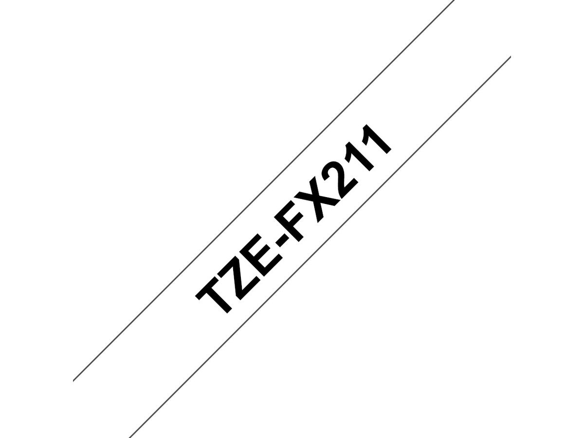 Brother Beschriftungsband TZe-FX211 Flexibel Schwarz auf Weiss 6 mm