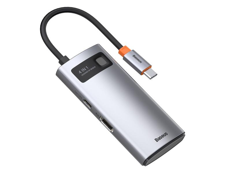 Baseus Dockingstation Metal Gleam Series 4-in-1, Ladefunktion: Ja, Schnittstellen: USB Typ C, HDMI, USB 2.0, USB 3.0, Tablet Kompatibilität: Universal