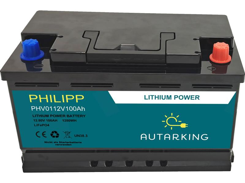 Autarking Batterie Philipp LiFePO4, 12.8 V 100 Ah mit App, Batteriekapazität: 100 Ah, Spannung: 12.8 V