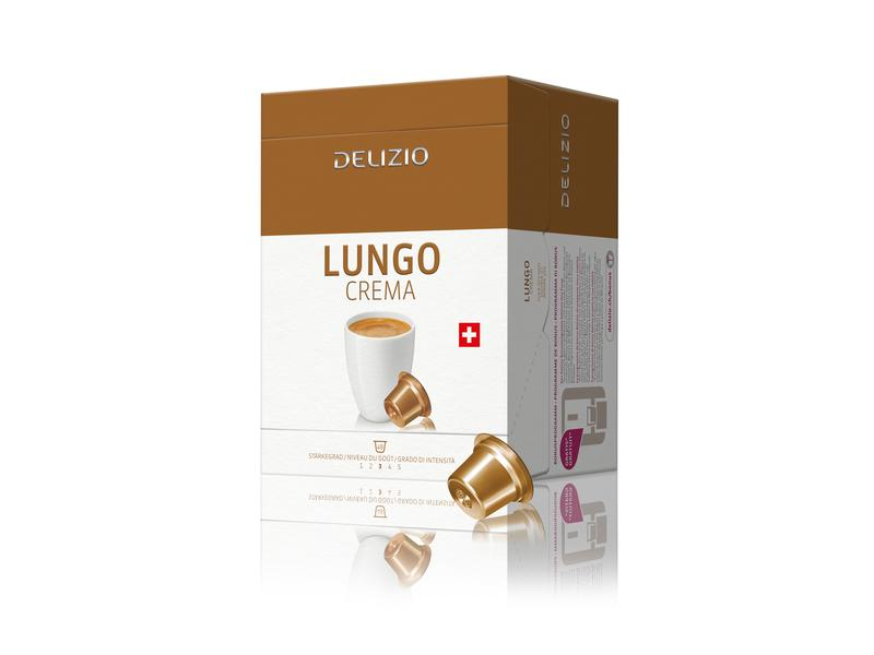 Delizio Kaffeekapseln Lungo Crema 48 Stück, Entkoffeiniert: Nein, Packungsgrösse: 48 Stück, Geschmacksrichtung: Keine, Getränkeart: Lungo, Kaffeeart: Delizio, Fairtrade: Nein