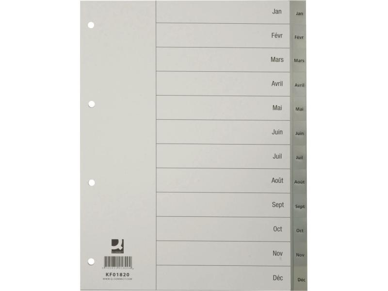 CONNECT Register A4, Jan-Déc, Einteilung: Jan-Dez, Überbreite: Nein, Material: Polypropylen, Farbe: Grau