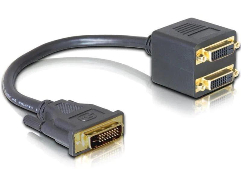 Monitorsplitter DVI-D(Duallink 24+1) auf 2xDVI-D(24+1), 20cm, vergoldet, geschirmt