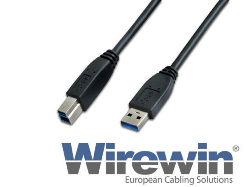 Wirewin USB3.0 Kabel, A - B, 3m, SW, Typ: Anschlusskabel, Steckertyp Seite A: USB-A Stecker, Farbe: Schwarz, Steckertyp Seite B: USB-B Stecker, USB Standard: 3.0, Länge: 3 m, Besondere Eigenschaften: Keine
