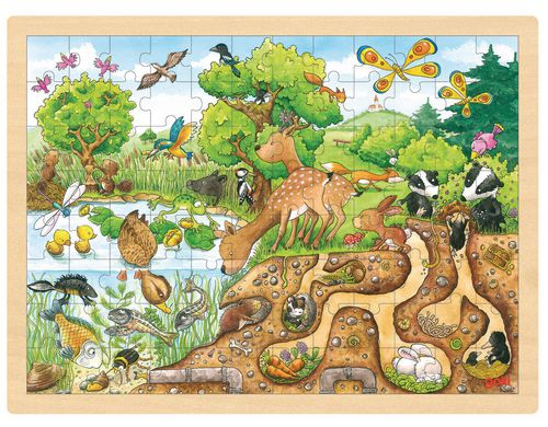 Goki Puzzle Einlegepuzzle Erlebnis Natur, Altersempfehlung ab: 3 Jahren, Effekte: Grosse Puzzleteile, Anzahl Teile: 96 Stück, Motive: Natur, Puzzletyp: Kinderpuzzle