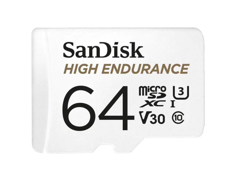 SanDisk microSDXC-Karte High Endurance UHS-I 64 GB, Speicherkartentyp: Micro-SDXC, Speicherkapazität: 64 GB, Geschwindigkeitsklasse: UHS-I; Class 10; V30; U3, Lesegeschwindigkeit: 100 MB/s, Schreibgeschwindigkeit: 40 MB/s, Speicherkartenadapter: SD-Adapt
