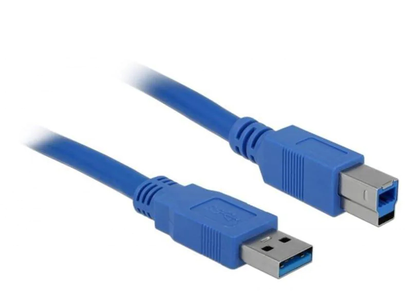DeLock USB3.0 Kabel, USB-A Stecker zu USB-B Stecker, Blau, 1 Meter, 5Gbps für USB3.0 Geräte