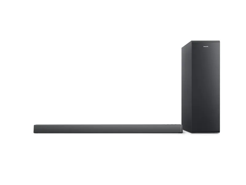 Philips Soundbar TAB6305/10, Verbindungsmöglichkeiten: 3,5 mm Klinke, HDMI, Bluetooth, USB, Toslink, Audiokanäle: 2.1, Farbe: Schwarz, Soundbar Typ: Soundbar mit kabellosem Subwoofer, Ausstattung: Bluetooth