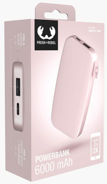 FRESH'N REBEL Powerbank 6000 mAh USB-C FC 2PB6100SP Smokey Pink