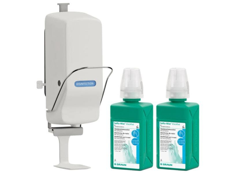 B. Braun Desinfektionsgel 2 x 500 ml + Smart Dispenser, Produktkategorie: Desinfektionsmittelspender, Detailfarbe: Weiss