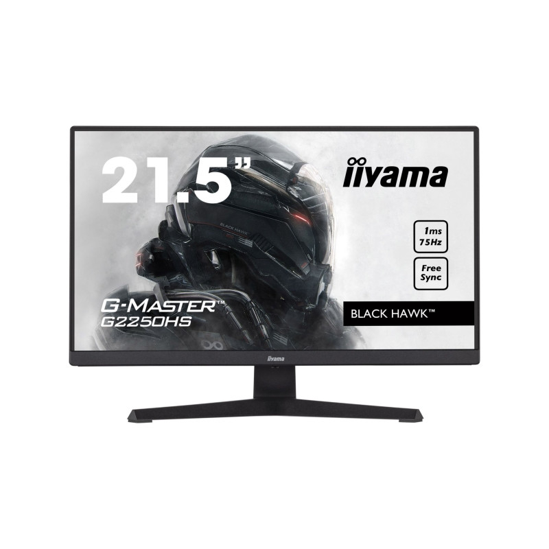 iiyama Monitor G-MASTER G2250HS-B1, Bildschirmdiagonale: 21.5 ", Auflösung: 1920 x 1080 (Full HD), Anschlüsse: Kopfhörer, DisplayPort, HDMI, Anwendungsbereich: Gaming, Ergonomie: Neigbar, Curved: Nein