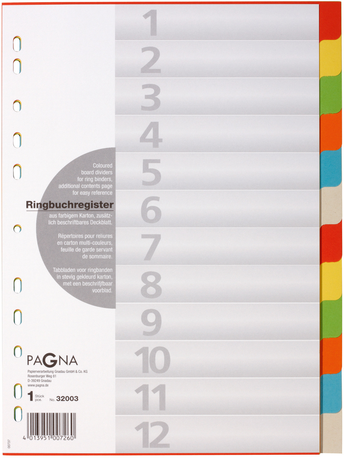 PAGNA Register Karton A4 32003-20 farbig 12-teilig