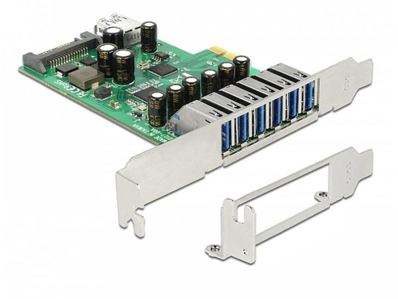 Delock PCI-Express-Karte 89377, Datenanschluss Seite B: USB 3.0, Anzahl Ports: 6, Schnittstelle Hardware: PCI-Express