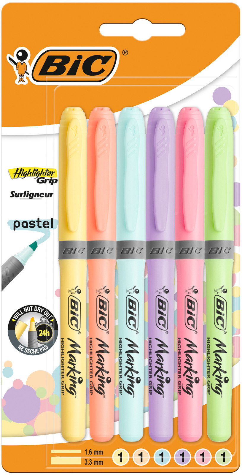 BIC Textmarker Pastel 992561 6 Farben ass.