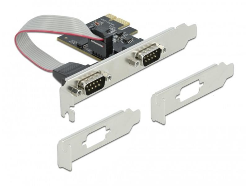 Delock PCI-Express-Karte 90001 2x Seriell / RS-232, Datenanschluss Seite B: RS-232 DB9 Stecker, Anzahl Ports: 2, Schnittstelle Hardware: PCI-Express x1, Formfaktor: Low-Profile, Full-Height