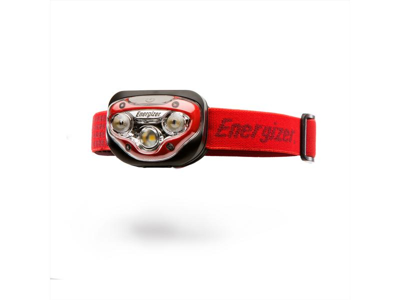 Energizer Stirnlampe Vision HD Rot, Betriebsart: Batteriebetrieb, Leuchtmittel: LED, Leuchtweite: 50 m, Max. Laufzeit: 45 h, Lichtstärke: 300 lm, Helligkeitsstufen: 5 ×