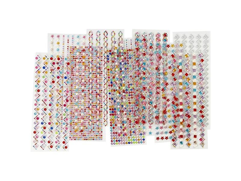 Creativ Company Schmucksteine Selbstklebend 12 Blatt, Mehrfarbig, Verpackungseinheit: 12 Stück, Detailfarbe: Mehrfarbig, Grösse: 6 mm