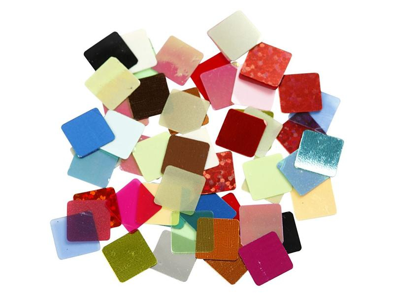 Creativ Company Mosaikplatten 10 x 10 mm 250 g, Sortierte Farben, Breite: 10 mm, Länge: 10 mm, Verpackungseinheit: 1 Stück, Material: Folie, Detailfarbe: Mehrfarbig