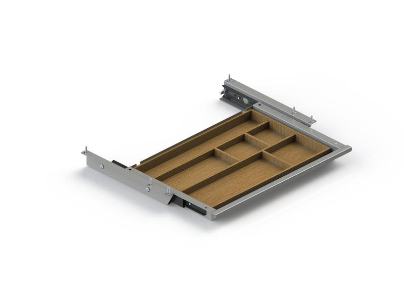 Actiforce Materialschublade SN 43.4 x 4.4 x 26 cm, Silber, Inklusiv Tischplatte: Nein, Material: Holz, Metall, Gewicht: 2.5 kg, Belastbarkeit: 1 kg, Farbe: Silber, Braun