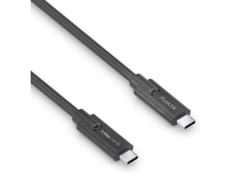 PureLink USB 3.1-Kabel (Gen 1) USB C - USB C 1 m Schwarz, Kabeltyp: Daten- und Ladekabel, Farbe: Schwarz, USB Standard: 3.0/3.1 Gen 1 (5 Gbps), Länge: 1 m, USB Anschluss 2 (Endgerät): USB C, Geschlecht Anschluss 2 (Endgerät): Male (Stecker)
