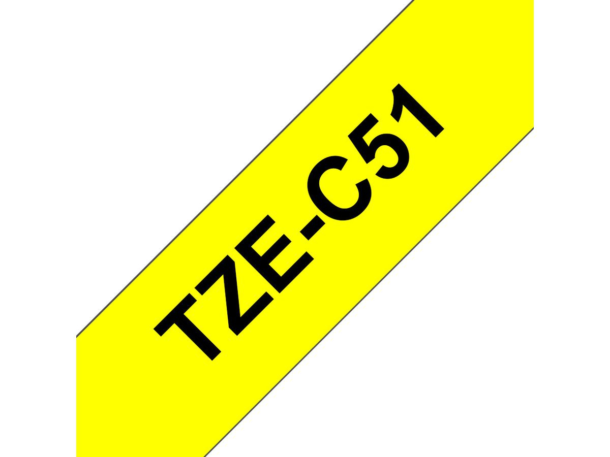 Brother Beschriftungsband TZe-C51 Fluoreszierend Schwarz auf Gelb 24 mm