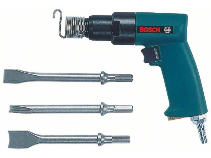 Bosch Professional Druckluft - Meisselhammer Set 1/4 ", Druckluft-Werkzeugtyp: Meisselhammer, mit Koffer und Meissel-Set, Schlagstärke 0.002 KJ