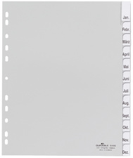 DURABLE Kunststoff-Register, A4, PP, 12-teilig, grau