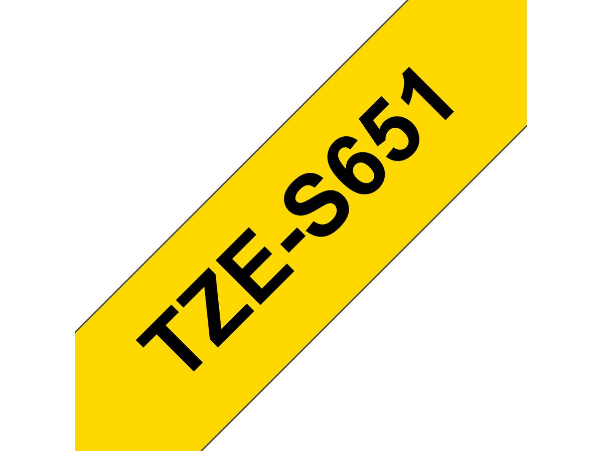 Brother Beschriftungsband TZe-S651 stark haftend Schwarz auf Gelb 24 mm