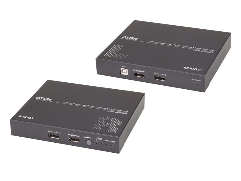 Aten DP-Extender CE924 Set, Weitere Anschlüsse: RS-232, RJ-45, USB 2.0, Set: Ja, Reichweite: 100 m, Extender Typ: Cat-Extender, Videoanschlüsse: DisplayPort, Einsatzzweck Extender: KVM