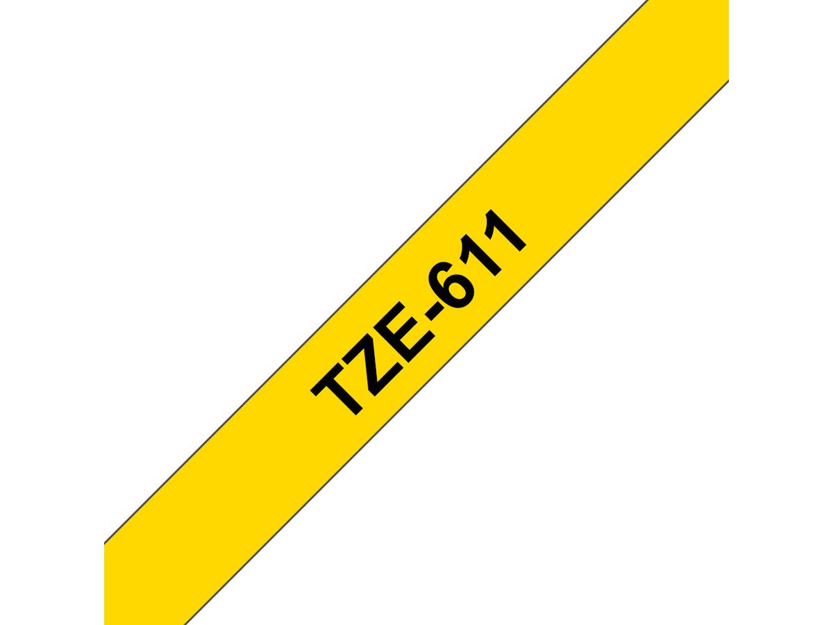 Brother Beschriftungsband TZe-611 Schwarz auf Gelb 6 mm
