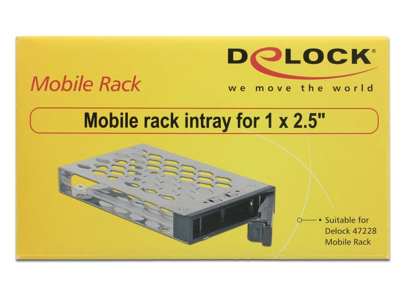 Delock Wechselschublade Mobile Rack für 1x 2.5", Platzbedarf: 1x 2,5", Anzahl Schubladen: 1, Schnittstellen: SATA, Laufwerkgrösse: 2.5 "