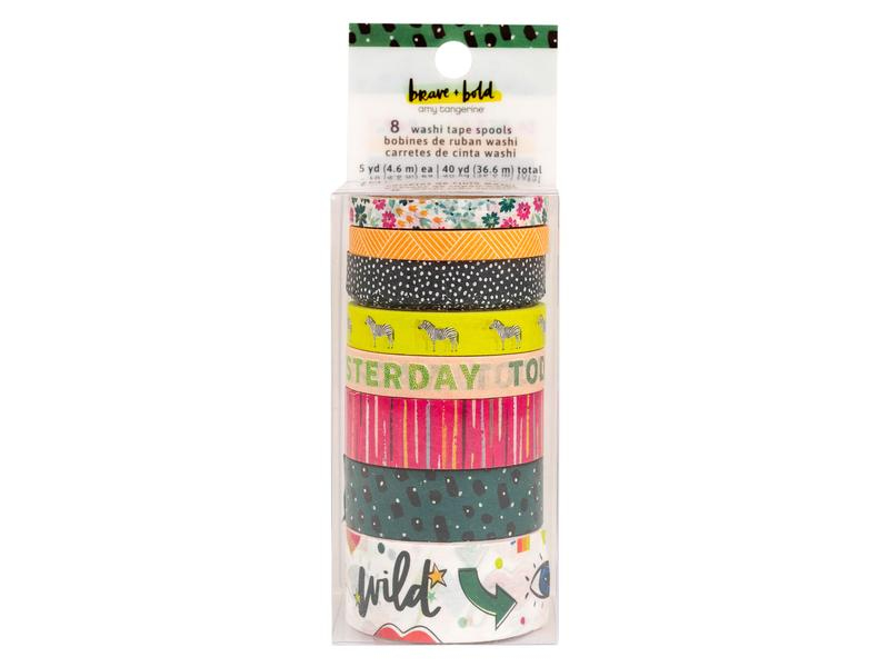 American Crafts Washi Tape Bold + Brave 8 Stück, Mehrfarbig, Farbe: Mehrfarbig, Länge: 2.5 cm, Set: Nein, Breite: 7.6 cm