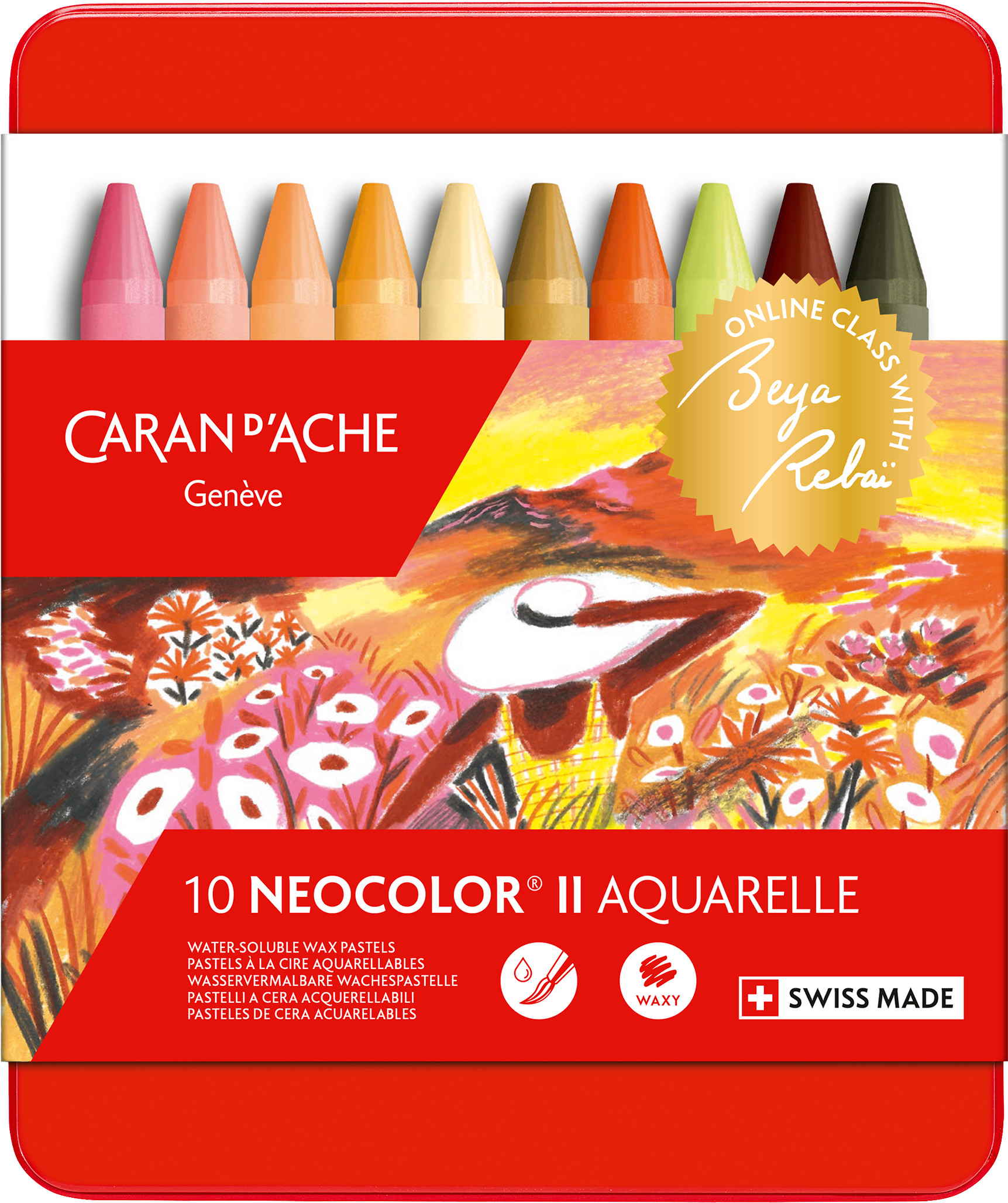 CARAN D'ACHE Neocolor Beya Rebai 7500.41 10 Farben, warm Metallbox
