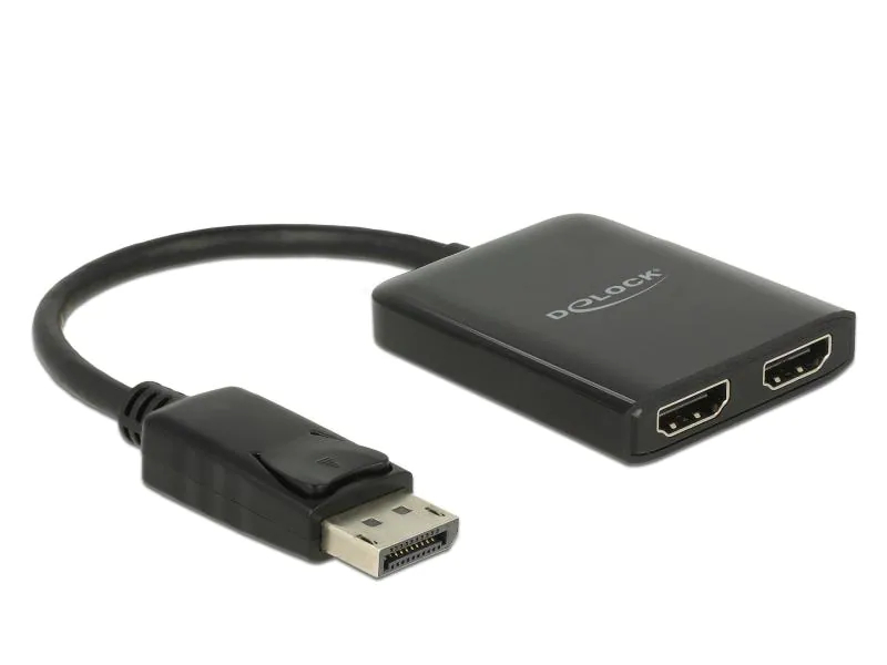 DeLock 2-Port Signalsplitter DP - 2x HDMI 4K, Anzahl Ports: 2, Signalverstärkung: Passiv, Schnittstellen: Display Port; HDMI