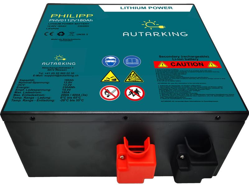 Autarking Batterie Philipp LiFePO4, 12.8 V 180 Ah mit App, Batteriekapazität: 180 Ah, Spannung: 12.8 V