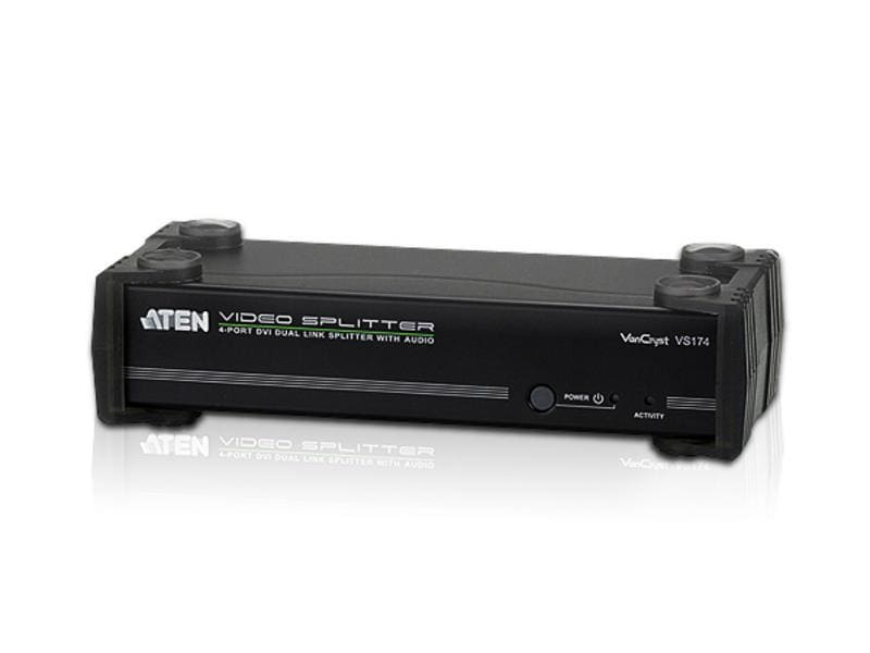 Aten 4-Port Signalsplitter VS174 DVI-Dual-Link/Audio, Anzahl Ports: 4, Schnittstellen: DVI-D, Signalverstärkung: Aktiv